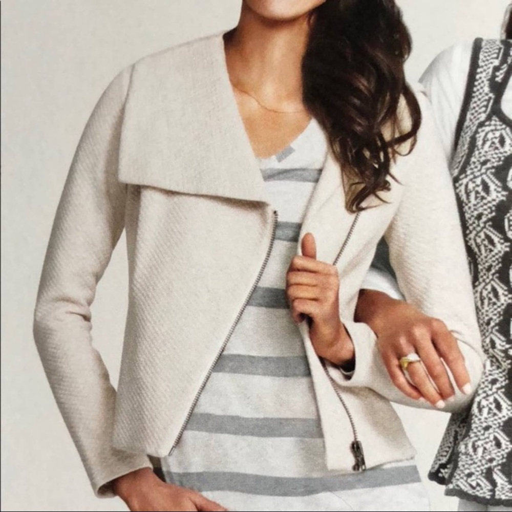 CAbi Ivory Quilted Moto Jacket
